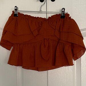 Zara Rust Off-Shoulder Ruffle Top
